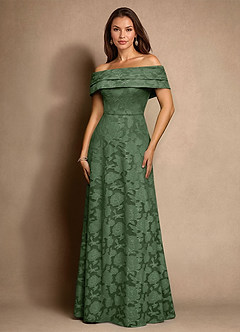 Azazie New Britain Mother of the Bride Dresses Eucalyptus A-Line Pleated Floral Burnout Dress image1