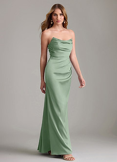 Azazie Lucille Bridesmaid Dresses Matcha Mermaid Strapless Stretch Satin Convertible Dress image4