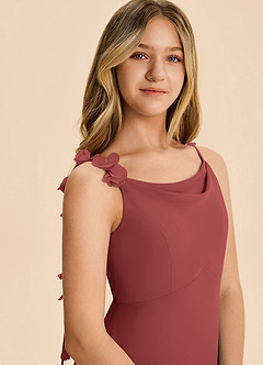 Azazie Gumdrop Junior Terracotta Empire Pleated Chiffon Dress image7