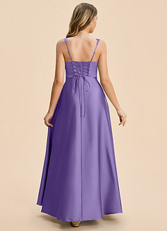 Azazie Azaria Junior Tahiti A-Line Pleated Stretch Satin Dress image2