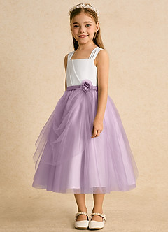 Azazie Bonny Flower Girl Dresses Ivory Wisteria Ball-Gown Pleated Tulle Dress image1