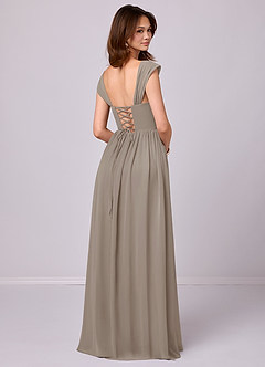 Barbie ♥ Azazie Bridesmaid Dresses Taupe A-Line Corset Chiffon Dress image5