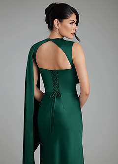 Azazie Taj Bridesmaid Dresses Emerald Mermaid Corset Stretch Satin Dress image9