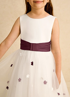 Azazie Cricket vestidos de niña de las flores Vestido de Marfil Cabernet de Satin Mate de Princesa con Plisado image8