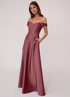 Barbie ♥ Azazie Bridesmaid Dresses Desert Rose A-Line Off the Shoulder Stretch Satin Convertible Dress image4
