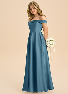 Azazie Sissy Junior Abito A-Line in Raso Elasticizzato a Spalla Scoperta Bermuda image6