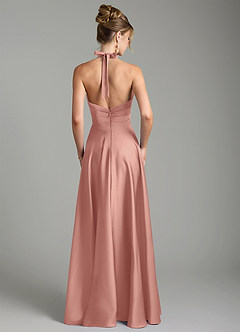 Azazie Tenaya Brautjungfernkleider A-Linie Herzausschnitt Stretch-Satin Kleid Rosettenrosa image7