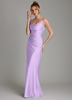 Azazie Agustina Robes de demoiselle d'honneur Robe Sirène en Satin extensible Corset Lilas image5