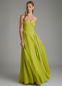 Azazie Evan Bridesmaid Dresses Lemongrass A-Line Strapless Chiffon Dress image3