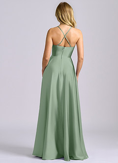 Azazie Truce Bridesmaid Dresses Matcha A-Line Stretch Satin Dress image2