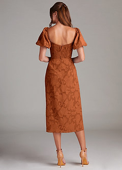 Azazie Evalina Vestidos de damas de honor Vestido de Naranja Quemada de Devorado Floral de Corte Recto con Escote de Corazón image7