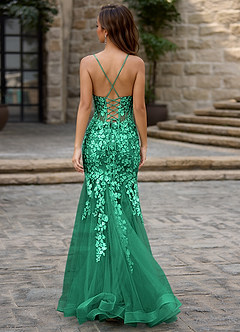 Dentelle Verde Vestido de baile sereia image2