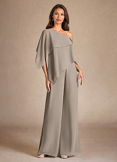 Azazie Halima Abiti per la Madre della Sposa Abito Tuta Pantaloni in Chiffon Spacco Laterale Taupe image5
