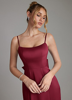 Azazie Zherra Bridesmaid Dresses Burgundy Mermaid Bow Stretch Satin Dress image3