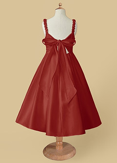 Azazie Cutie Pie Blumenmädchenkleider A-Linie Plissee Matte Satin Kleid Terrakotta image5