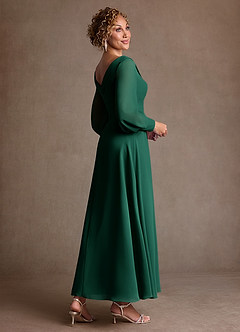 Azazie Paterson Klänningar till brudens mor Klä A-Line i Chiffong Plisserad Smaragdgrön image4