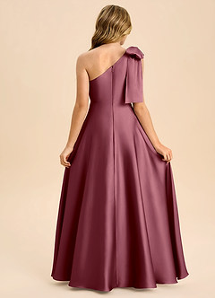 Azazie Penguin Junior Abito A-Line in Raso Elasticizzato Fiocco Rosa Del Deserto image2