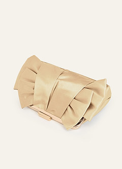 front Bolso de mano adornado con lazo de satén metalizado del mismo color