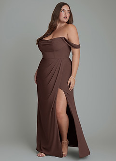 Azazie Johana Jurken voor bruidsmeisjes Converteerbaar Jurk van Chiffon met Zeemeermin Off-shoulder Ganache image5