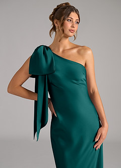 Azazie Capri Brautjungfernkleider Meerjungfrau-Linie One-Shoulder Stretch-Satin Kleid Pfau image5