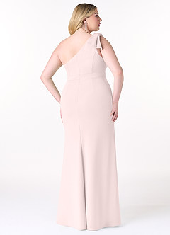 Azazie Rinna Bridesmaid Dresses Blushing Pink Mermaid One Shoulder Stretch Crepe Dress image6