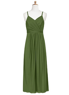Azazie Luxy Junior Olive Pleated Mesh Dress image6