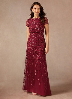 Azazie Lehi vestidos de madre de la novia Vestido de Cabernet de Lentejuelas de Corte En A image1