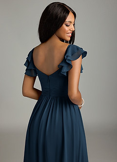Azazie Anaya Brautjungfernkleider A-Linie Herzausschnitt Chiffon Kleid Dunkelmarine image2
