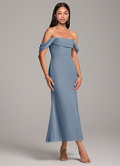 Azazie Saige Bridesmaid Dresses Twilight Sheath Off the Shoulder Chiffon Convertible Dress image4