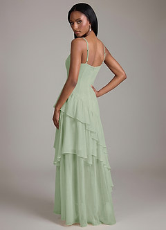 Azazie Elaina 신부 들러리 드레스 A라인 쉬폰 바닥 길이 드레스 image2