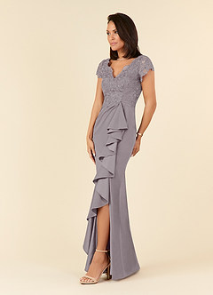 Azazie Carmen Mother of the Bride Dresses Dusk Sheath Lace Dress image2