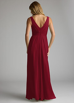 Azazie Gina Bridesmaid Dresses Burgundy A-Line V-Neck Pleated Chiffon Dress image5