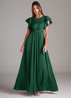 Azazie Daphne vestidos de dama de honor modestos Vestido de Corte En A Volante Hasta el suelo Satén Elástico image1