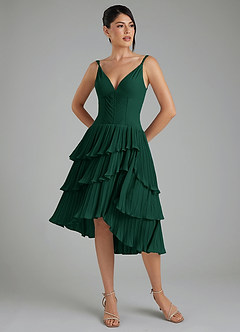 Azazie Rosa Bridesmaid Dresses Emerald A-Line Pleated Chiffon Dress image5