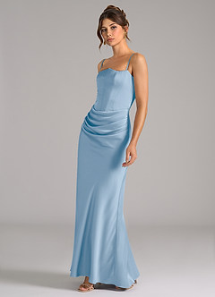 Azazie Debby Abiti da Damigella Abito Convertibile Sirena in Raso Elasticizzato Senza Cinturino Azzurro Polvere image6