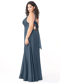 Azazie Christiana Final Sale Neptune A-Line V-Neck Pleated Chiffon Dress image10