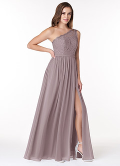 Azazie Demi Brautjungfernkleider A-Linie One-Shoulder Chiffon Kleid Dämmerung image4