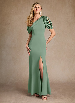Azazie Paris Mother of the Bride Dresses Matcha Mermaid Pleated Stretch Crepe Dress image1