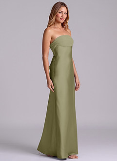 Azazie Ailanie Bridesmaid Dresses Pistachio Sheath Strapless Stretch Satin Dress image4