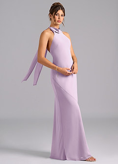 Azazie Velli Bridesmaid Dresses Frosted Lilac Mermaid Bow Chiffon Dress image3