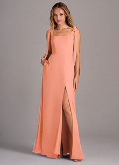 Azazie Debra Bridesmaid Dresses Sunset A-Line with Pockets Chiffon Convertible Dress image1