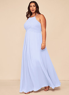 Azazie Ginger Bridesmaid Dresses Lavender A-Line Halter Pleated Chiffon Dress image9