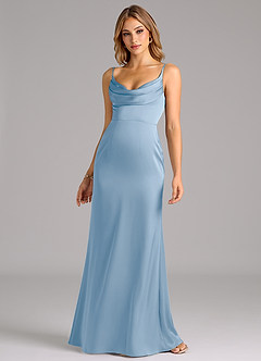 Azazie Aimee Bridesmaid Dresses Powder Blue A-Line Sweetheart Neckline Stretch Satin Dress image4