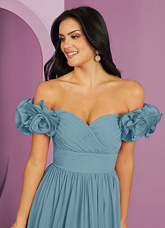 Barbie ♥ Azazie Bridesmaid Dresses Moody Blue A-Line Off the Shoulder Chiffon Convertible Dress image9