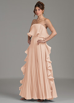 Azazie Alexia Robes de demoiselle d'honneur Robe Trapèze en Mousseline de soie Rayé Rose Anglais image3