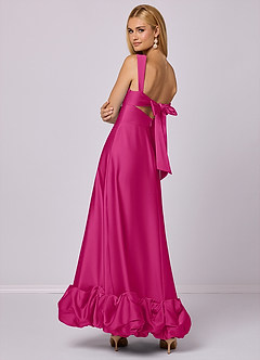 Barbie ♥ Azazie Final Sale Bermuda A-Line with Pockets Stretch Satin Dress image4