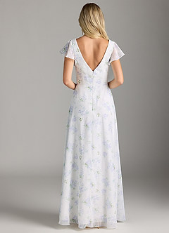 Azazie Omari Bridesmaid Dresses Blue Vintage Floral A-Line Chiffon Dress image8