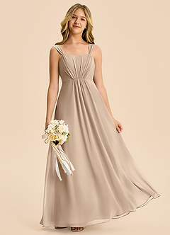 Azazie Elsie Junior A-Linie Herzausschnitt Chiffon Kleid Taupe image1