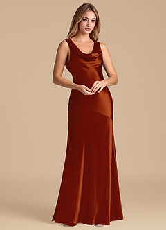 Azazie Rylina Robes de demoiselle d'honneur Robe Sirène en Satiné métallisé Auburn image4