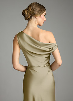 Azazie Emerson Bridesmaid Dresses Moss Green Mermaid Off the Shoulder Stretch Satin Dress image7